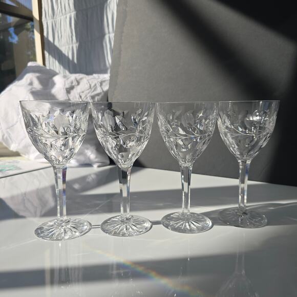 4 Kosta-Boda Rosa Elegant Etched Crystal Water Goblets 7" Cocktails Wine Dinner - Picture 4 of 15